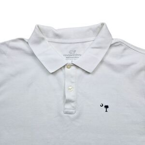 Vineyard Vines Palmetto Moon Pique Heritage Polo Shirt Mens XL White Cotton